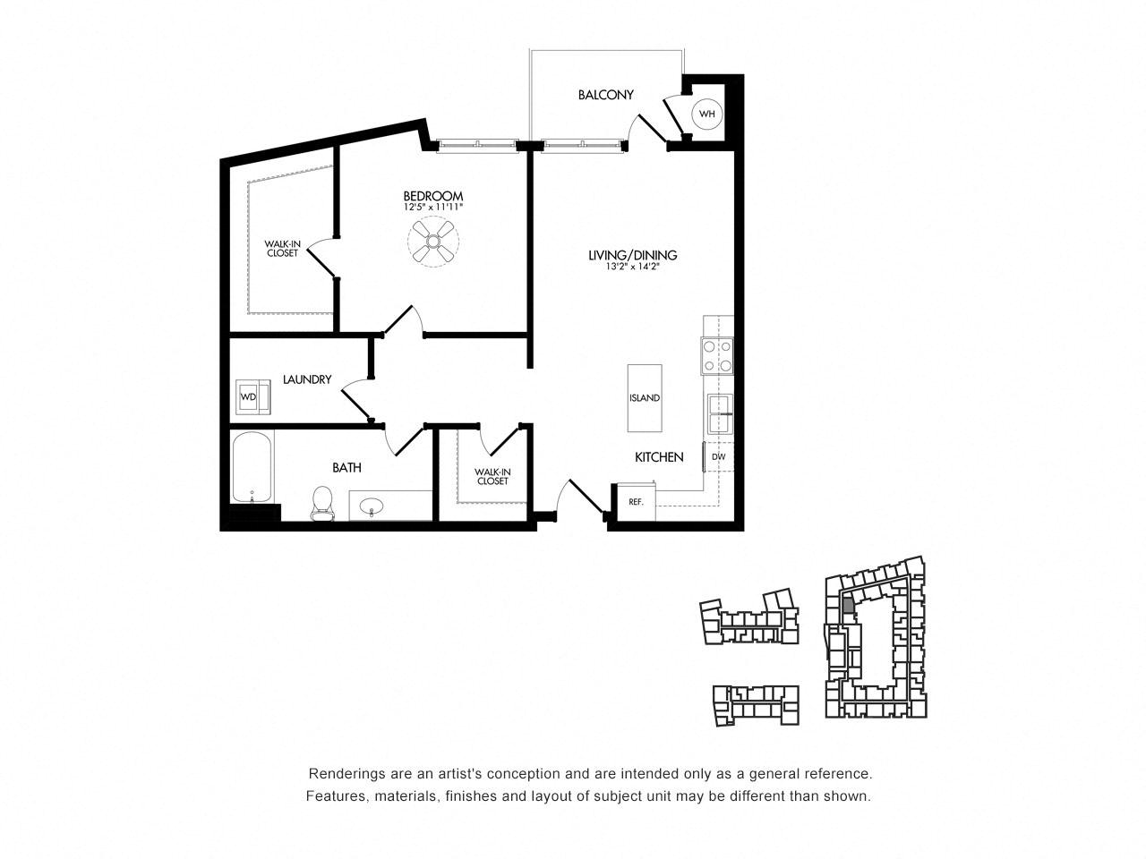 Floor plan layout diagram for 1S